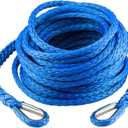 Ucreative 3/8 Inch x 50 Feet Synthetic Winch Rope Extension 26,500 Lbs for Off Road Vehicle ATV UTV SUV Blue