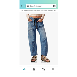 Cicy Bell Womens Baggy Barrel Horseshoe Jeans Wide Leg Drawstring Vintage Denim Pants with Front Pockets Large