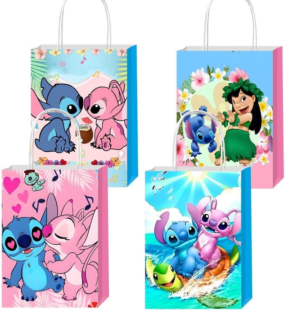12Pcs Cartoon Blue Party Gift Bags Goodie Bags with Handle for Kids Birthday Decorations Party Supplies (St)