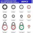 139PCS AC O Ring Kit Contains 30 Sizes,Durable A/C O Ring Assortment Kit with 54PCS Rubber Gasket & 85PCS Spacers for Seal Improvement,Professional AC Compressor Gasket Kits