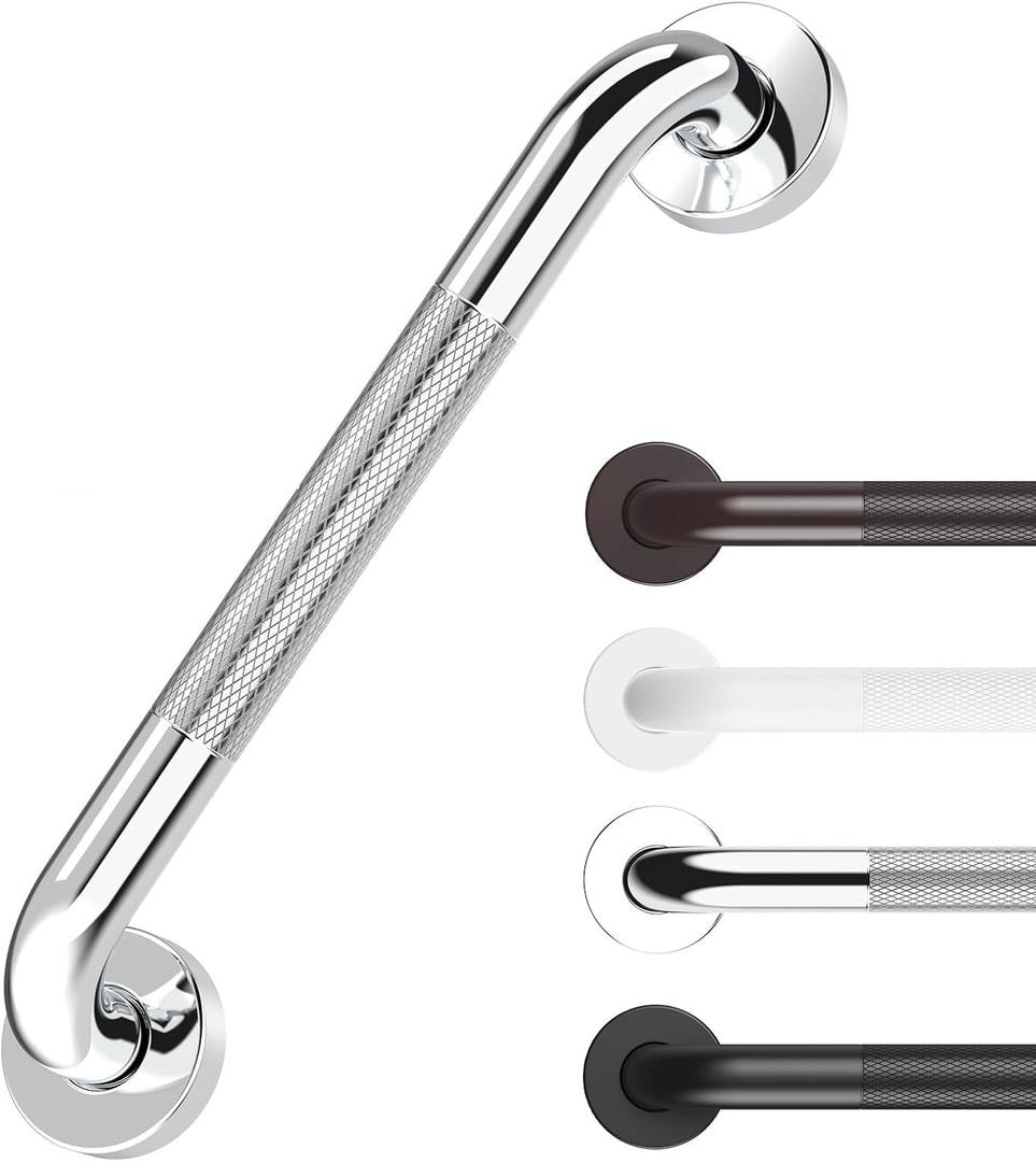 Anti Slip Grab Bars for Shower Polished Nickel
Textured Shower Grab Bars for Seniors, Holds up to 500LBs, Knurled Handicap Grab Bars for Wall, Concealed Screws, 12 Inch