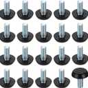 uxcell 20Pcs M8 Thread Furniture Feet Levelers, 23x20mm Adjustable Leveling Table Feet, Screw on Furniture Glide Leveling for Chair Stool Legs, Black