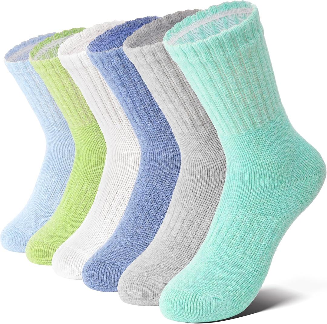 Anlisim Kids Merino Wool Hiking Socks Boys Girls Toddlers Thermal Winter Warm Boot Thick Cushion Gift Socks 6 Pairs (8-12 Years, Assorted)