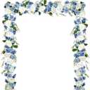 Lvydec 2 Pack Artificial Peony Flower Garland - 6ft Silk Peony Red Flower Garland Arch Flower Vine for Wedding Party Table Decoration(Blue and White)