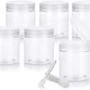 8 oz Clear PET Plastic Refillable Jar with Clear Natural Flip Top Cap (5pack) + Spatulas