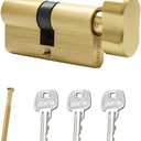 Solid Brass Lock Cylinder with 3 Brass Keys 63mm Door Lock Cylinder Replacement