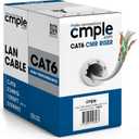Cmple - Cat6 Cable 1000ft Bulk Lan Ethernet Cat 6 Wire Network UTP 23AWG CMR Riser 10Gbps 550 MHz Pull Box 1000 Feet, White