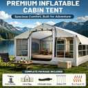 Inflatable Tent with Oversized Skylight, 4 Season Oxford Waterproof Blow Up House with Full Sealed Waterproof Seams, 5-Min Setup Air Tent for 4-6 Person Family Camping, Moonlight White