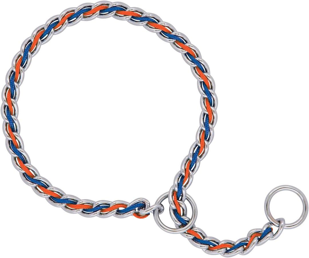 Laced Chain Slip Collar (20-inch x 3.5 mm, Blue/Orange)