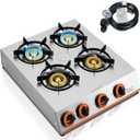 Horynar Propane Stove 4 Burner,Gas Stove Auto Ignition, 41,000 BTU Propane Burner Thickened Stainless Steel,Very Sturdy, Easy to Clean, LPG for Outdoor Cooking, RV, Emergency
