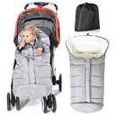 Orzbow Stroller Footmuff Universal - Weather-Proof Bunting Bag for Toddler, Warm Fleece Sleeping Bag for Cold Weather, Easily Attaches to Most Strollers, Baby Boys Girls Winter Essentials, Light Grey