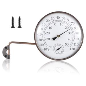 6-Inch Outdoor Thermometer, Brass Outdoor Thermometer Waterproof for Patio,High Accuracy Copper Thermometer with Humidity Gauge, Battery-Free and Weather Resistant, Easy Wall Mount (6-Inch