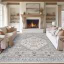 zesthome 8x10 Area Rugs for Living Room,Non-Slip Backing Washable Rugs,Vintage Large Area RugStain Resistant Home Decor Rug (Beige,8'x10') (8' x 10' (Rectangular))