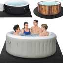 80 * 80 Inch Hot Tub Mat, Inflatable Hot Tub Pad Outdoor Indoor, Water-Absorbent Anti-Slip Portable Spa Pool Accessories for Protect The Hot Tub Pool from Wear, SPAMAT 80X80