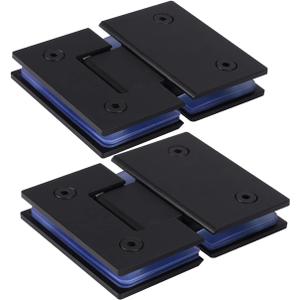 WANLIAN 180 Degree Glass Frameless Door Hinges,Frameless Shower Door Hinges, Heavy Duty 304 Stainless Steel Glasss to Glass Hinge Glasss Shower Doors Hinge Replacement Parts Black for 8-12 mm (2PCS)