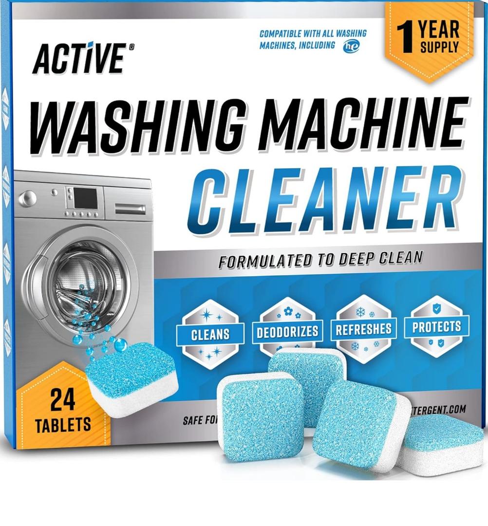 Washing Machine Cleaner Descaler 24 Pack - Deep Cleaning Tablets For HE Front Loader & Top Load Washer, Septic Safe Eco-Friendly Deodorizer, Clean Inside Drum and Laundry Tub Seal - 12 Month Supply
