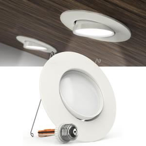 Sunco Lighting LED Can Lights Eyeball Retrofit Gimbal 5/6 Inch Recessed Light Fixture Home Office Dimmable, 12W=60W, 800 LM, Directional Angled Trim Adjustable Downlight, 1 Pack, 3000k Warm White.