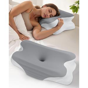 Cervical Pillow for Neck and Shoulder Pain Relief Sleeping, Ergonomic Memory Foam Neck Support Pillow for Side Back & Stomach Sleeper, Orthopedic Bed Pillows with Breathable Pillowcase