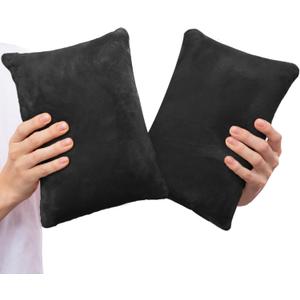 2 Pack Small Pillow, Memory Foam Mini Pillow 11 X 7 Inches for Travel, Sleeping, Nap and Neck, Knee, Lumbar Support, Tiny Pillow Cushion for Pet, Dogs (Black) (Black)