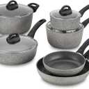 Ballarini 75001-652 Parma Forged Aluminum Nonstick Cookware Set, 10-Piece, Granite