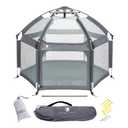 POP 'N GO PLAYPEN - Indoor & Outdoor Baby Playpen for Babies and Toddlers - Baby Beach Tent, Foldable, Portable W/Canopy, Travel Bag, & Mosquito Net - Pop Up Pack and Play Tent (Anchor Grey)