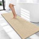 OLANLY Thick Bathroom Runner Rugs 47x17, Extra Soft Absorbent Chenille Bath Rugs, Rubber Backing, Machine Wash Dry, Long Bath Mats for Bathroom Floor, Tub and Shower, Home Decor Accessories, Beige