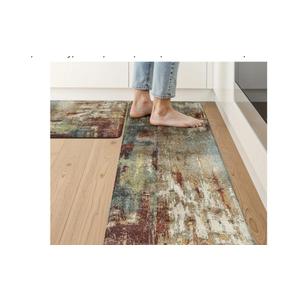 Collive Anti Fatigue Mats for Kitchen Floor, Abstract Cushioned Non Slip Kitchens Rugs Sets of 2 Waterproof, Red Comfort Foam Standing Mat for Sink, Laundry, Home Office, 17"x47"+17"x29"