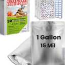30 Mylar Bags for Food Storage 1 Gallon - Extra Thick 15 Mil - Long Term & Food Grade - Mylar Bags with Oxygen Absorbers 400cc- Zipper, Resealable, Stand-up Gousset - Bolsas Mylar con Abosrbentes