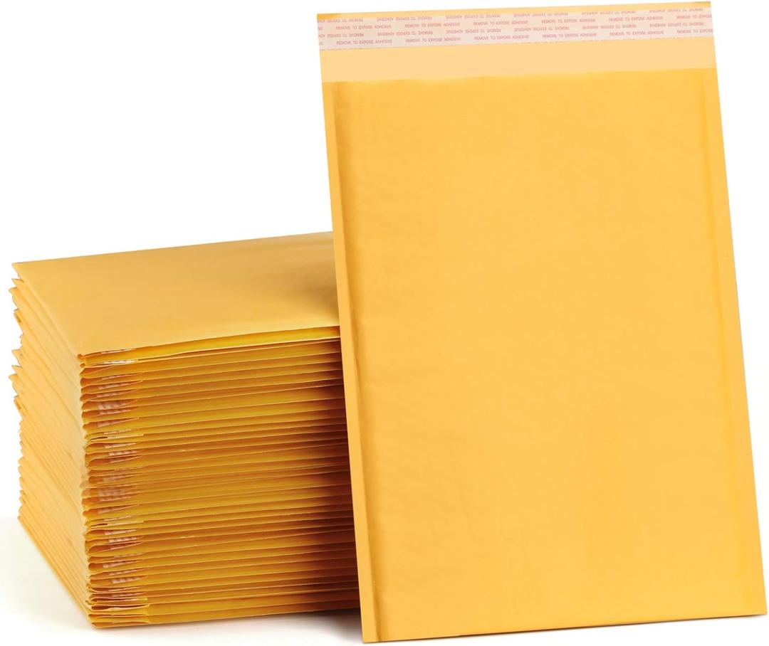 UCGOU Kraft Bubble Mailers 10.5x16 Inch 25 Pack Yellow Padded Envelopes #5 Large Mailing Packages Self Sealing Tear Resistant Boutique Bulk Mail Shipping Bags for Clothes Book and More