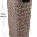 Mind Reader Slim Laundry Hamper with Lid, 40L Clothes Basket, Narrow Tapered Design with Ventilated Cutout Pattern, Plastic, Tan, Single