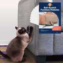 10 Pack XL Anti Cat Scratch Furniture Protector - Couch Protector from Cat Claws w/Twist Pins - Heavy Duty, Strong, Clear, Easy-to-Apply Scratching Deterrent and Shield for Sofa