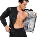 LAZAWG Sauna Suit for Men Sweat Suits Long Sleeve Sauna Jacket Workout Sweat Shirt Zipper Only Top for Gym Workout Exercise (Medium, Black)