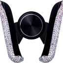 Bling Car Phone Holder Mini Car Dash Air Vent Automatic Phone Mount Universal 360Adjustable Crystal Auto Car Stand Car Accessories for Women and Girls (White)