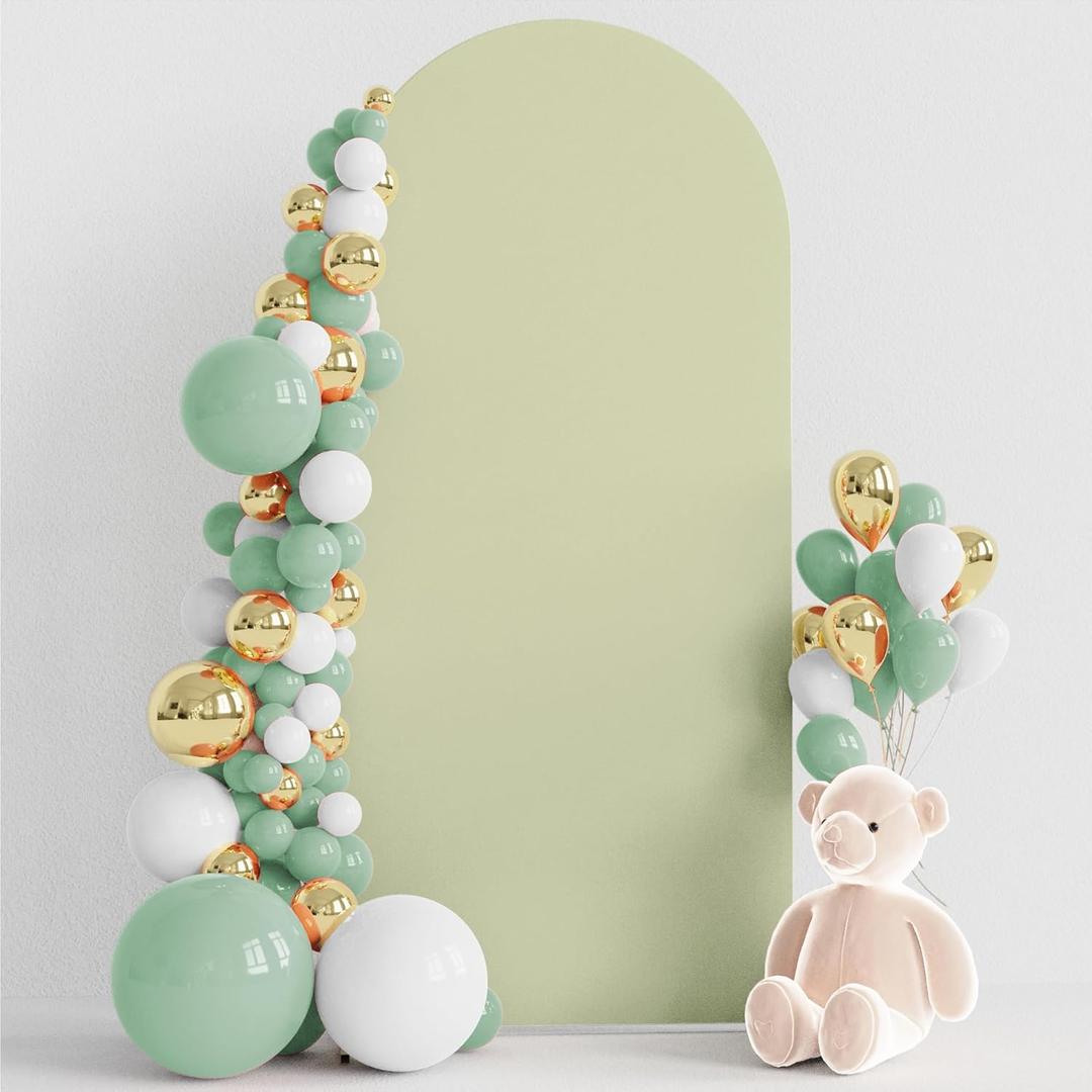 Wokceer 6FT Wedding Arch Cover Spandex Fitted Wedding Arches Stand Covers Round Top Chiara Arch Backdrop Cover for Birthday Party Ceremony Banquet Decoration Sage Green
