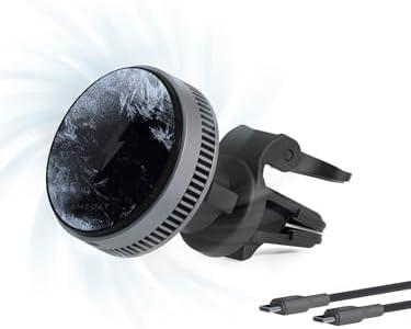 AMEGAT Magnetic Car Charger, Active Cooling 15W Qi2-Certified Fast Charging Compatible with Magsafe Car Charger, Air Vent Phone Holder Mount for iPhone 16/15/14/13/12 and More Series