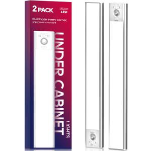 Under Cabinet Lighting, 3200mAh Rechargeable Motion Sensor Light Indoor, LED Battery Operated Cabinet Lights, Dimmable Closet Light, Wireless Under Counter Lights for Kitchen (2pack) (13 inch)