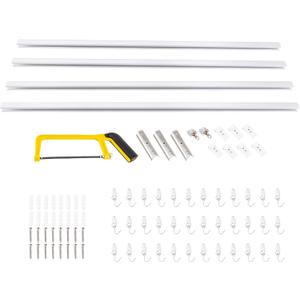 YIYIBYUS Curtain Track Kit With Hooks, Ceiling Mount Curtain Track Kit With Hooks, Wide Scalable for Space (White, 9-12ft)