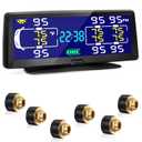 Hieha Rv Tire Pressure Monitoring System, 7.84 Solar TPMS for Rv Travel Trailer Coach Truck Fifth Wheel Motorhome with 6 Sensors, Real-time Monitoring Pressure and Temperature(0~198PSI) (Sensor 6)