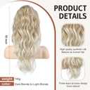 FLUFYMOOZ Claw Clip Ponytail Hair Extensions, 18 Inch Wavy Curly, Natural Fake Synthetic Hairpiece for Women (Dark Blonde to Light Blonde)