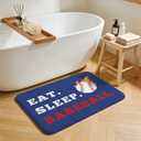 Eat Sleep Baseball Bathroom Rugs 24x16 Inches | Water Absorbent Soft Non-Slip Bath Mat Machine Washable Mats for Showers Laundry Rooms Indoor Doors Decor