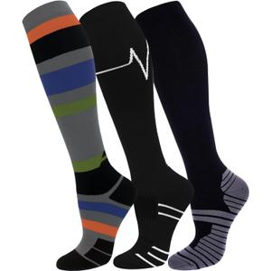 FuelMeFoot 3 Pack Copper Compression Socks - Compression Socks Women & Men Circulation - Best for Medical, Running, Athletic (Large-X-Large)