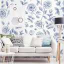 3 x Timeet 17.7In 78.7In Peel and Stick Wallpaper, Blue and White Floral Peel and Stick Wallpaper Boho Contact Paper Removable Self Adhesive Bedroom Cabinet Mural Wall Decor Vinyl Roll