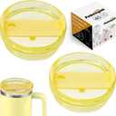 40 OZ Tumbler Lid Replacement Fit for Stanley Cup, 2 Pack Clear Replacement Lids Fit for Stanley Travel Tumbler, Spill Proof Tumbler Covers for Stanley Cup Accessories (Yellow)