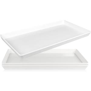 3pcs White Melamine Serving Trays, 11.8x6.2 Inch Reusable Rectangle Appetizer Platters, Plastic Tray for Desserts, Fruit, Cookies, Charcuterie, Snack, Party Food Display - Dishwasher Safe