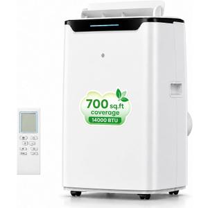 Portable Air Conditioner, 14000 BTU Fast Cooling for Large Rooms up to 700 Sq.Ft, 3-in-1 Energy Efficient Portable AC Unit with Upward Airflow, Sleep Mode, for Bedroom/Apartment/Living Room