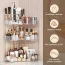 BEFSOP Corner Bathroom Counter Organizer, Upgraded 3-Tier Makeup Organizer Countertop with Makeup Brush Holder, Skincare Exquisite Vanity Organizers Countertop Bathroom Storage Dresser(CLEAR)