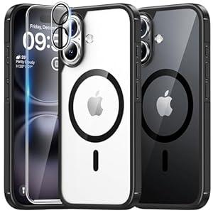 TAURI for iPhone 16 Case, Compatible with MagSafe [Anti-Yellowing] with Screen Protectors, Military-Grade Protection, Shockproof Slim Magnetic Phone Case for iPhone 16 6.1", Black