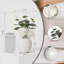 Nztze Artificial Flowers with Ceramic Vase, 2 PCS Fake Plants Combination of Six White Roses and Greenery, Small Plant Potted for Offices, Indoor, Bookshelf, Bedroom, Living Room, Wedding Decorations