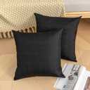 Kevin Textile Pack of 2 Decorative Outdoor Waterproof Throw Pillow Covers Checkered Pillowcases Classic Cushion Cases for Patio Couch Bench 16 x 16 Inch Black