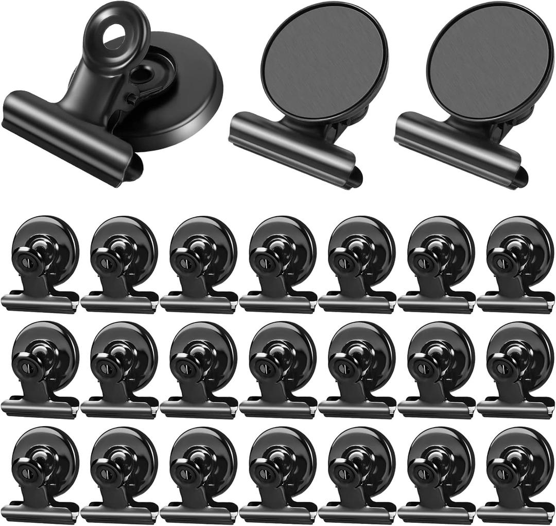 24Pack Strong Fridge Magnets Magnetic Clips Bulldog Clips Perfect for Refrigerator Whiteboard Magnets Photo Displays Home School Use Magnets for Whiteboard Heavy Duty Magnetic Clips(Black)